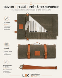 Sac à couteaux en toile cirée – 10 emplacements