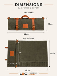 Sac à couteaux en toile cirée – 10 emplacements
